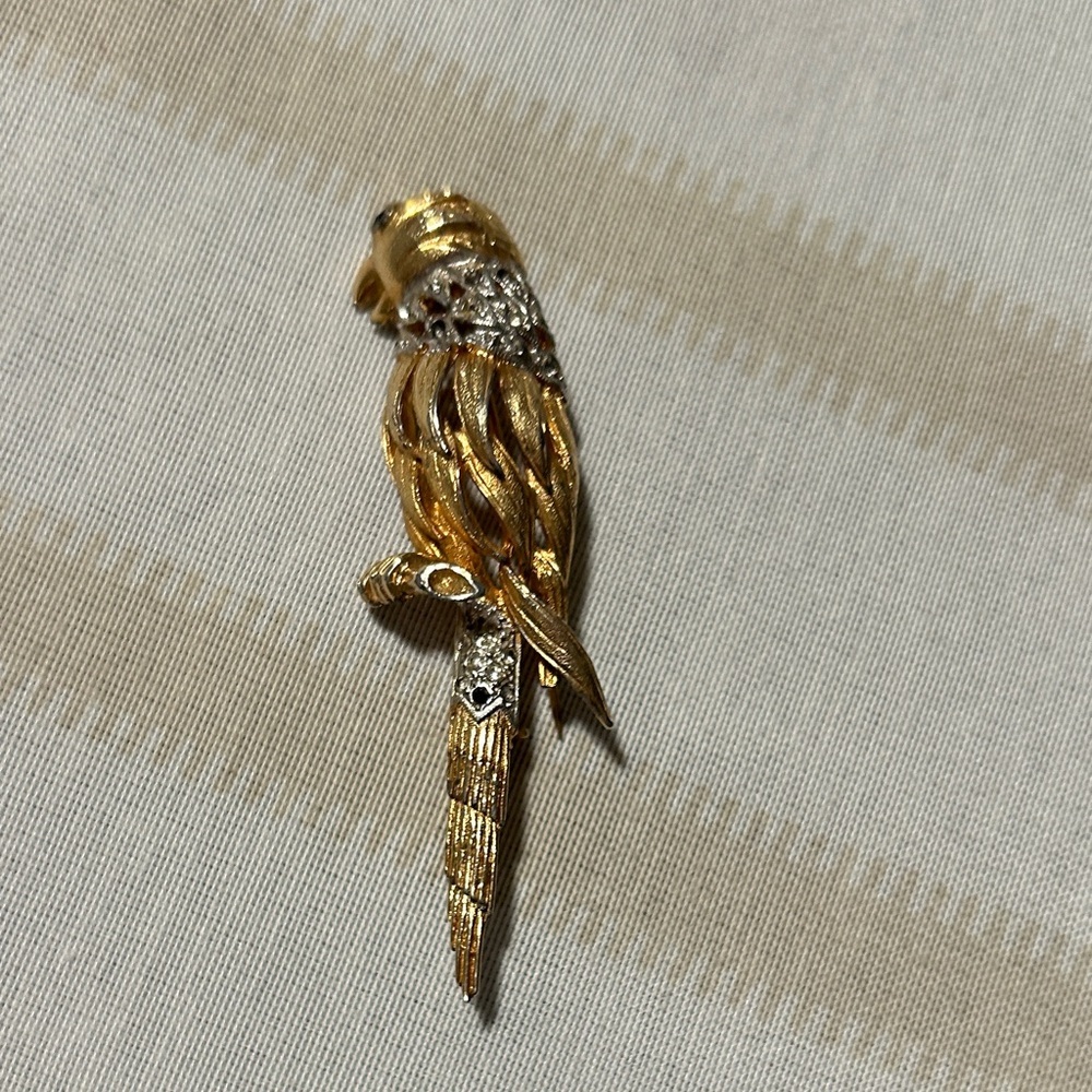 Gold and Silver VTG  Parrot Brooch